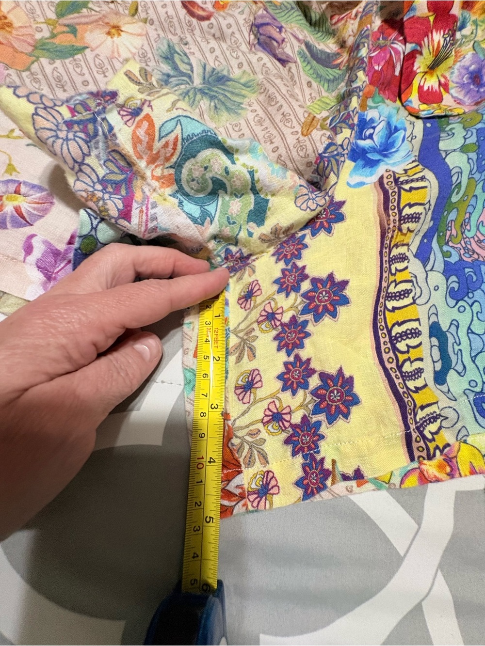 Johnny Was Multicolor Floral Patchwork Tie-Waist Shorts - Picture 5 of 9